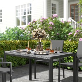 Mesa de Refeição para Jardim em Vime Sintético Mesa de Exterior com Es
