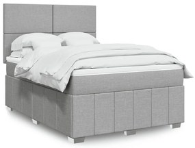 vidaXL Cama com molas/colchão 160x200 cm tecido cinzento-claro