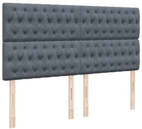 Cama com molas/colchão 180x200 cm veludo cinzento-escuro