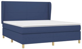 Cama com molas/colchão 180x200 cm tecido azul