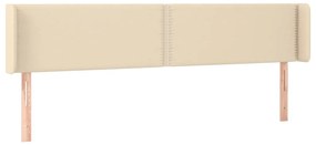 Cabeceira de cama c/ luzes LED tecido 163x16x78/88 cm cor creme