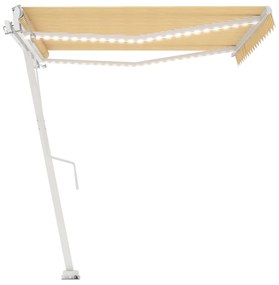 Toldo automático LED e sensor de vento 400x350cm amarelo/branco