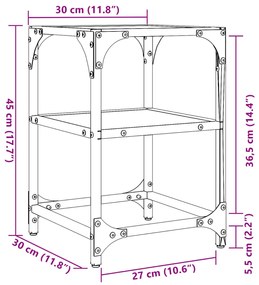 Mesas de centro c/ tampo vidro transparente 2pcs 30x30x45cm aço