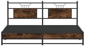 Estrutura de cama sem colchão 183x213cm metal carvalho fumado