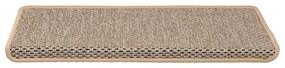 Tapetes escada adesivos aspeto sisal 15pcs 65x21x4cm bege-claro