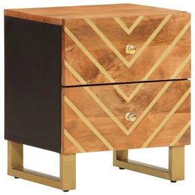 Mesa de cabeceira madeira de mangueira maciça castanho e preto