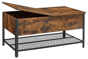 Mesa de centro com tampa abatível e compartimento oculto | VASAGLE | 100 x 55 x 47 cm | preto retrô | LCT230B01.