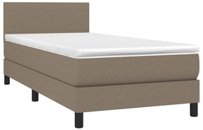 Cama box spring + colchão/LED 90x190cm tecido cinza-acastanhado