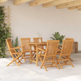 Conjunto de Jantar de Jardim de 7 Peças em Madeira Sólida de Teixeira