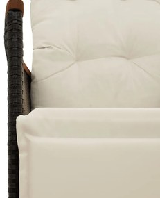 5 pcs conjunto bistrô de jardim c/ almofadões vime PE preto