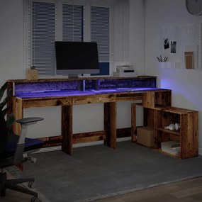 Secretária com luzes LED derivados de madeira madeira velha