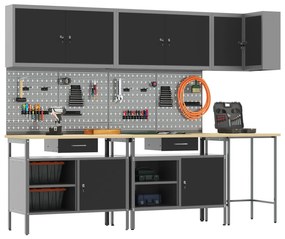 Conjunto de Mesas de Armazenamento de Ferramentas vidaXL com 10 Peças
