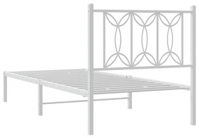 Estrutura de cama com cabeceira 90x190 cm metal branco