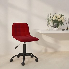 vidaXL Cadeira de jantar giratória veludo vermelho tinto