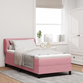 Cama Box com Colchão vidaXL Rosa 90x190 cm em Veludo