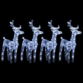 vidaXL Renas de Natal 4 pcs 160 luzes LED acrílico branco frio