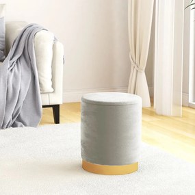 vidaXL Banqueta com arrumação redonda veludo 31 x 37 cm cinzento-claro