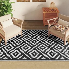 Tapete de exterior Ø160 cm ARAKIL PP Branco e Preto