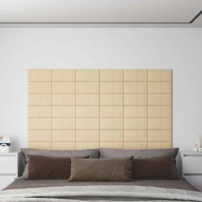 vidaXL Painel de parede 12 pcs 30x15 cm tecido 0,54 m² cor creme