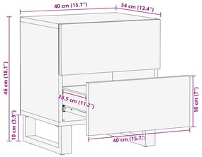 Mesas de cabeceira 2 pcs 40x34x46cm mangueira branqueada maciça