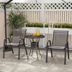 Conjunto de 4 cadeiras de jardim empilháveis Estrutura resistente ao tecido respirável para pátio exterior Praia 55 x 67 x 83 cm Cinzentas