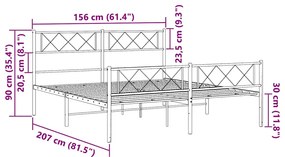 Estrutura de cama com cabeceira e pés 150x200 cm metal branco