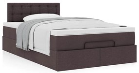Cama otomana com colchão 120x200 cm tecido castanho escuro