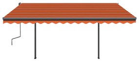 Toldo retrátil automático com postes 4,5x3 m laranja e castanho