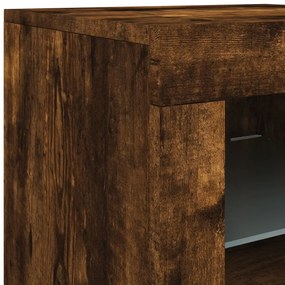 Aparador com luzes LED 123x37x67 cm carvalho fumado