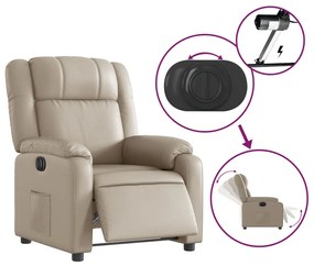 Poltrona reclinável elétrica couro artificial cor cappuccino