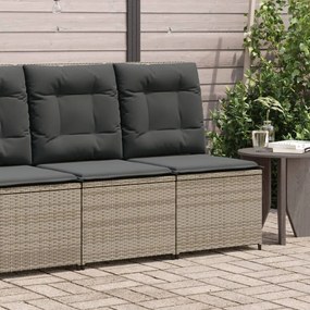 vidaXL Sofá de jardim reclinável com almofadões vime PE cinzento