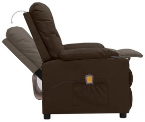 Poltrona de massagens elevatória couro artificial castanho