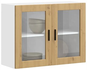 vidaXL Armário de parede cozinha porta vidro Porto carvalho artesanal