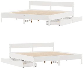 Cama sem colchão 200x200 cm madeira de pinho maciça branco