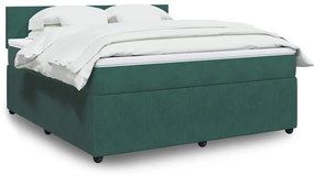 vidaXL Cama com molas/colchão 180x200 cm veludo verde-escuro