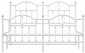 Estrutura de cama com cabeceira e pés 140x190 cm metal branco