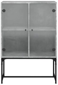Armário de apoio c/ portas de vidro 69x37x100 cm cinza cimento