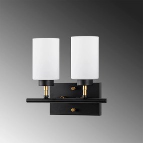 Candeeiro de Parede Yensuk – Preto, Dourado, Branco – 31 x 15 x 28 cm