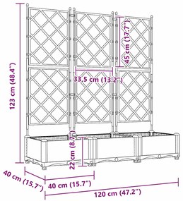 Vaso de Jardim com Treliça 3 pcs Castanho 120x40x125.5 cm