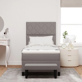Cama Box Spring com Colchão &amp; Banco Taupe 90x190 cm Tecido