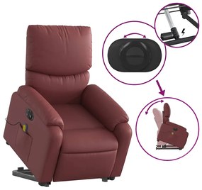 Poltrona reclin. elevatória elétrica couro artif vermelho-tinto