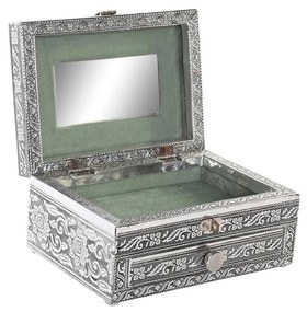 Guarda-Joias DKD Home Decor 17,5 x 13 x 8 cm Prateado Madeira Alumínio Verde