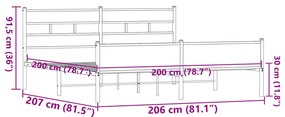 Estrutura cama sem colchão 200x200cm metal carvalho castanho