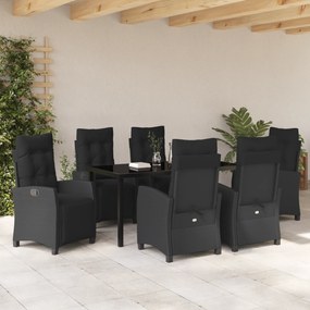 Conjunto de Jantar de Jardim em Rattan Poliéster Preto
