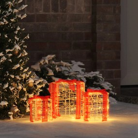 vidaXL Decoração Caixa de Presente 3 pcs Branco quente 20 x 20 x 21 cm