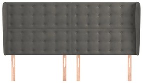 Cabeceira cama c/ abas veludo 203x23x118/128 cm cinzento-escuro