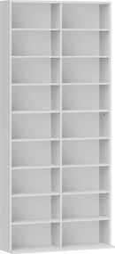 HOMCOM Estante para DVD, Estante de armazenamento para CD, 14 prateleiras ajustáveis, 18 compartimentos, 175 cm, Estante para Blu-ray, Aglomerado, Branco | Aosom Portugal