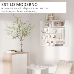 Estante de Parede de 4 Níveis com 7 Compartimentos Abertos para Sala de Estar Dormitório Escritório Estilo Moderno 94x19,5x80cm Branco