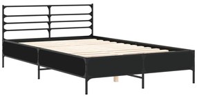 Estrutura de cama 135x190 cm derivados de madeira/metal preto