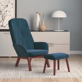 vidaXL Cadeira de descanso com banco p/ pés veludo azul